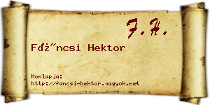 Fáncsi Hektor névjegykártya